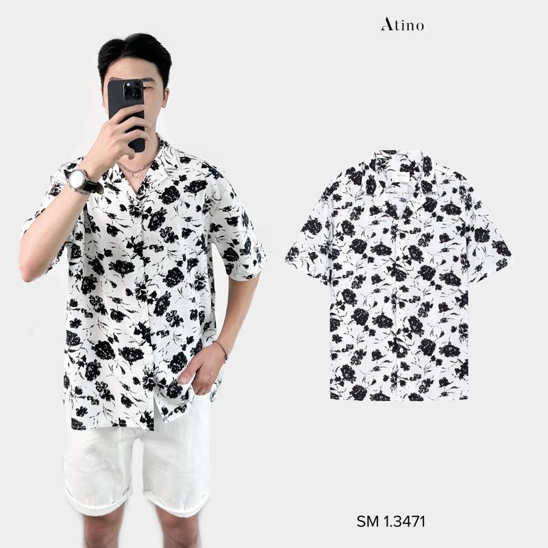 Áo Sơ Mi Nam Họa Tiết ATINO R.L.L.1.4971 Menswear Cổ Tròn
