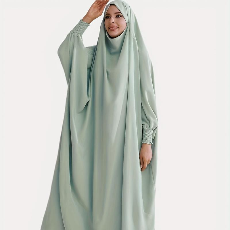 Product Introduction of Middle East Muslim Women's Wear Pure Color Ribbon Hijab Robe Arabian Gown 1