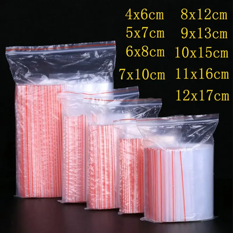 Túi nhựa khóa zip Nhỏ 100 chiếc / gói, có thể đóng lại, túi trong suốt, túi giày, túi chân không, túi trong suốt Poly, độ dày chỉ 0,05mm, lý tưởng cho giày dép