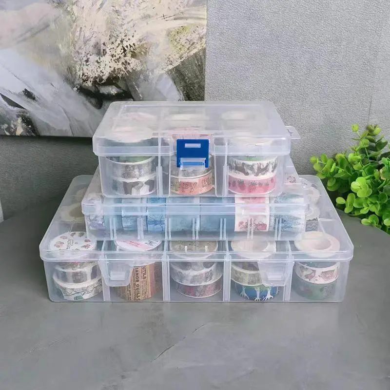 36 Grids Art Tape Organizer, 1 Count Removable Free Assembly Storage Box, Holiday Ribbon Trinkets Storage Box for Home Office Kitchen