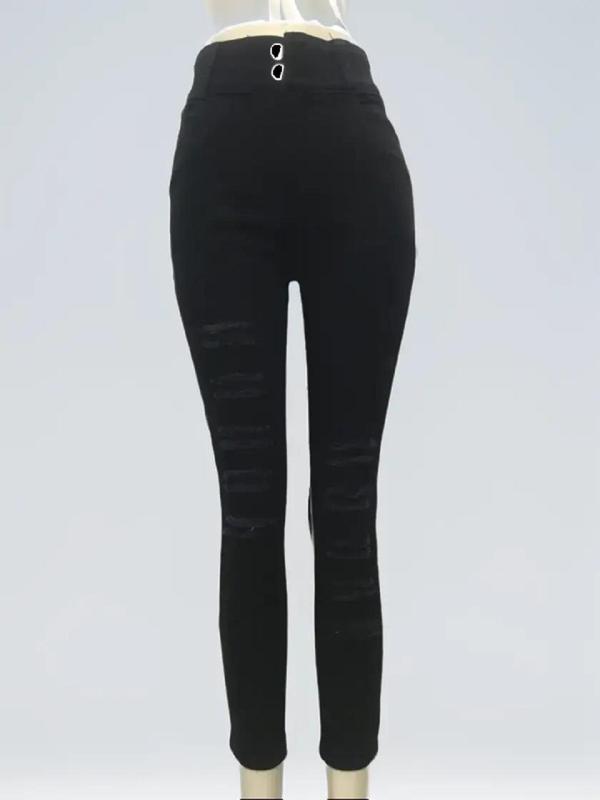 Quần Jean Nữ AKJ L26 Lỡ 2 Nút Màu Đen Cotton Co Giãn (38-72kg) Women Jean 5