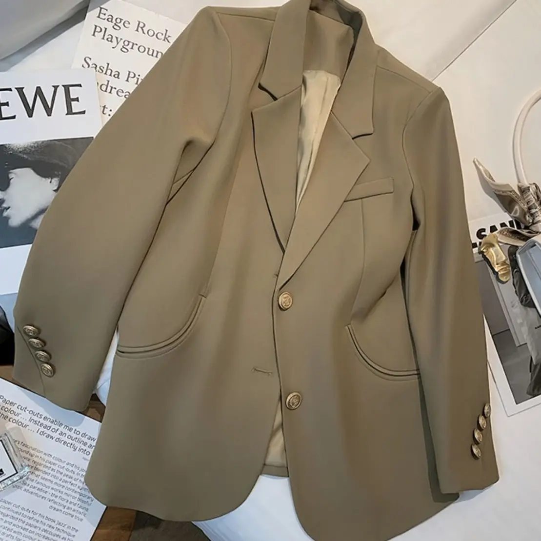 Áo khoác nữ áo khoác blazer nữ  MÀU NÂU TÂY KHUY 4 NÚT Ở TAY siêu sang Top Jacket Women
