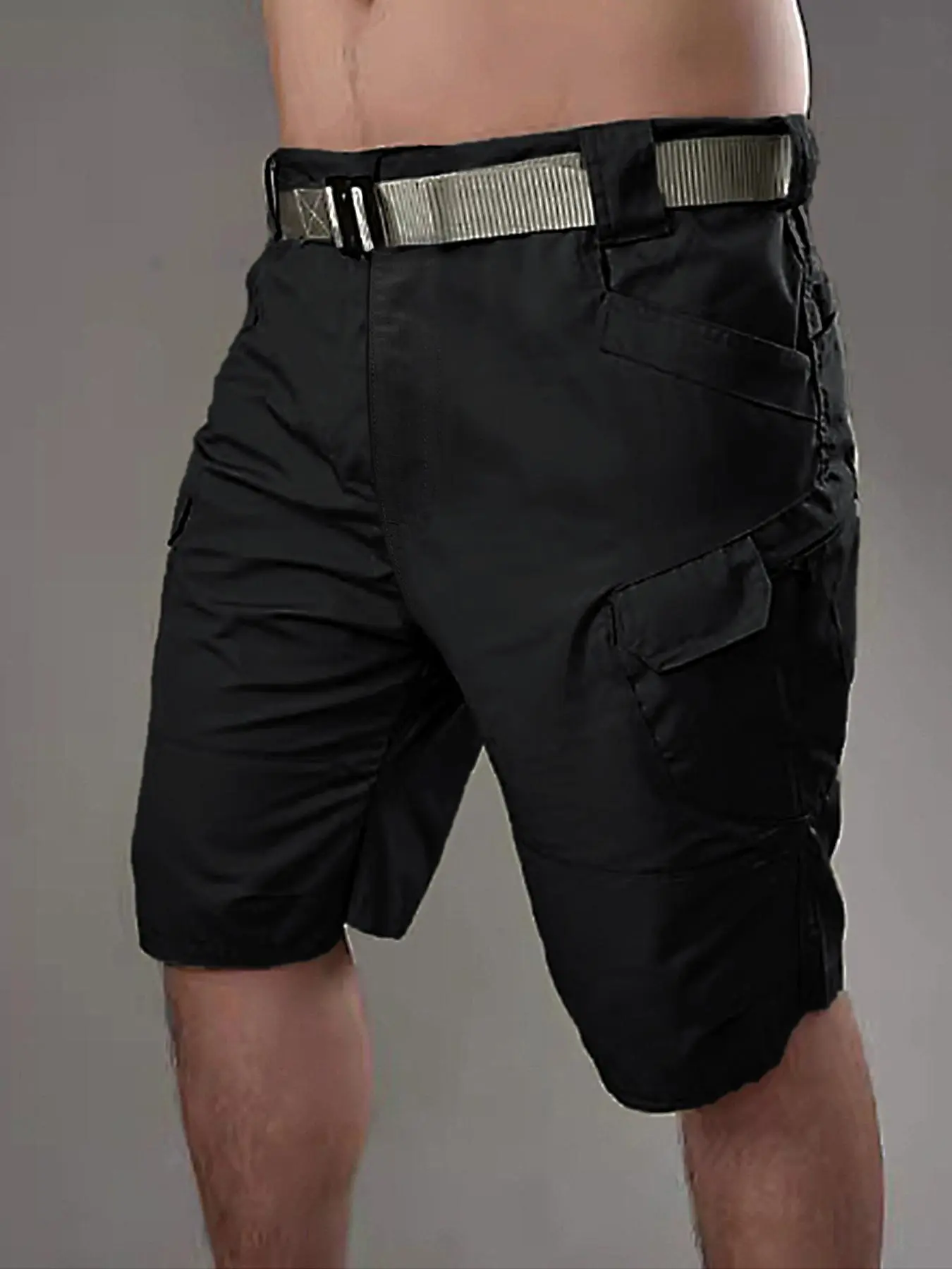 Men's Solid Color Multi-pocket Cargo Shorts, Casual Comfy Breathable Work Shorts for Summer, Fashion Men's Bottoms for Outdoor Activities, Menswear