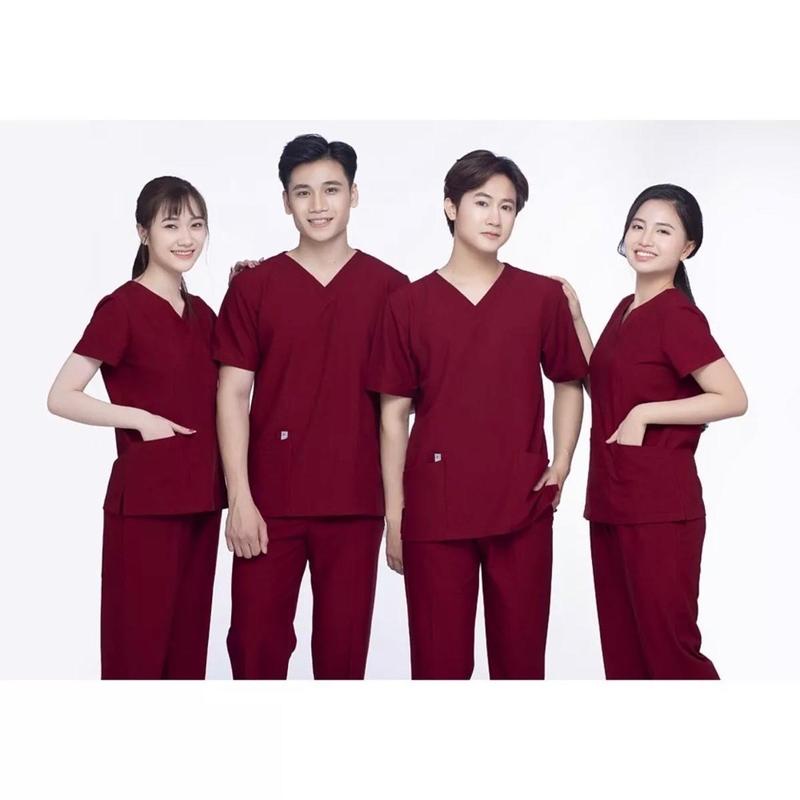 Bộ Scrubs bác sĩ NAM NỮ màu ĐỎ ĐÔ CAO CẤP - Bộ  Quần Áo BLouse Đồng Phục Bác Sĩ, Y Tá Bệnh Viện, Spa, Thẩm Mỹ Viện Top Women đồng  phục scrub  scotim