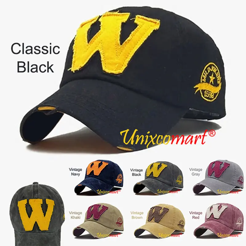 Topi Baseball W LOGO Jokers Hat Cap Casual Sport Distro Vintage Pria Wanita Black Dewasa 0