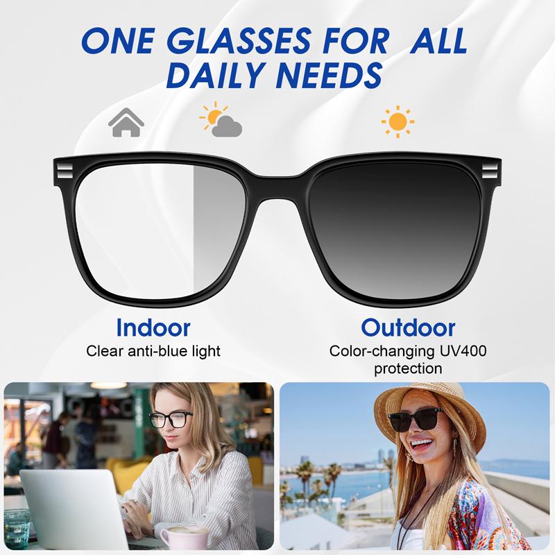 Anti Blue Light Smart Glasses UV Protection Photochromic Sunglasses Hands-Free Calls Audio Voice Assistant for Men Women - Image 2