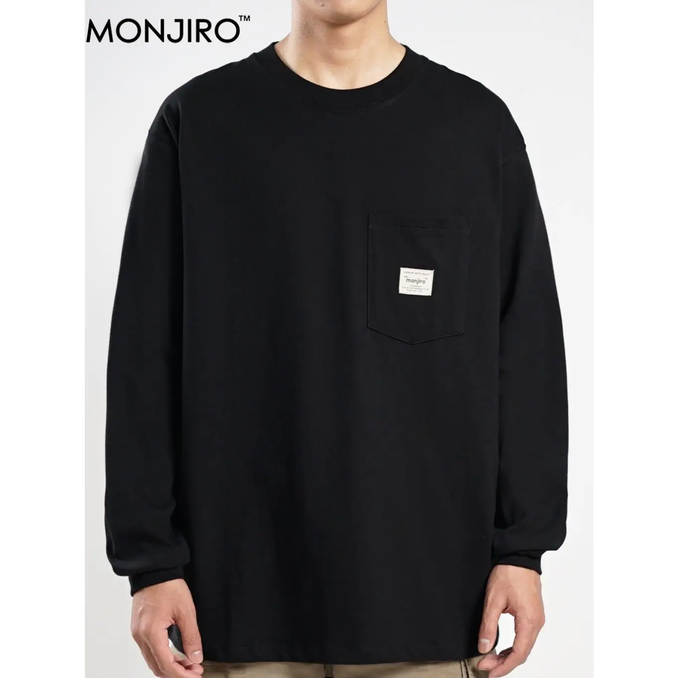 Monjiro - Cauldron - Kaos Panjang Oversize Hitam Cowok Longsleve Oversize Black Pria