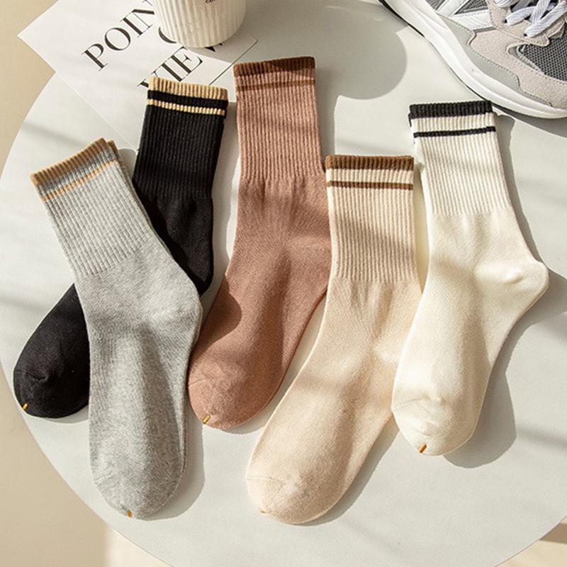 Product Introduction of 2Pair New Fashion Socks Solid Color Striped Socks Casual  Socks Casual Cotton Comfy Breathable Socks For Women Girls 20
