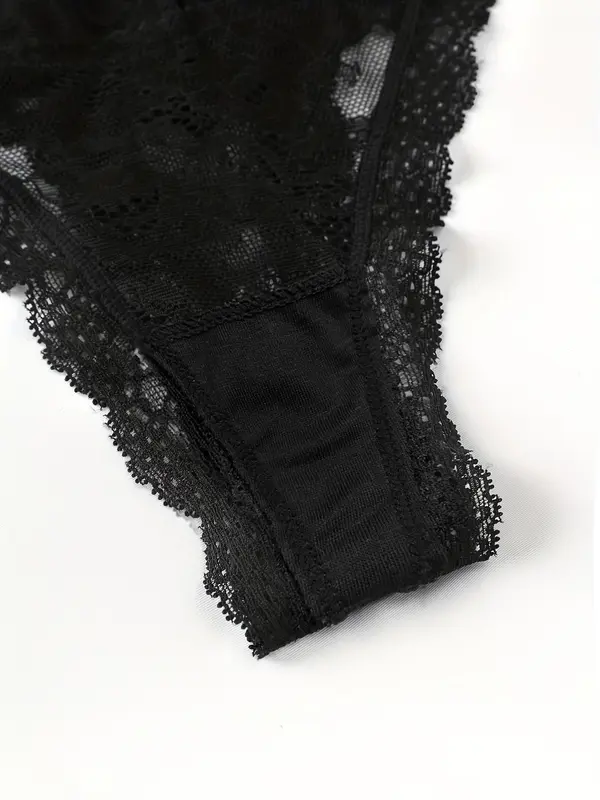 Women's 7pcs Contrast Floral Lace Sheer Nylon Thong, Elegant Soft Comfy Breathable Contrast Mesh Knicker for Daily Wear, Womens Underwear, Floral Lace Underwear, Fashion Underwear for All Seasons, Underwear for Women, Thongs 5