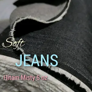 Kain Soft JEANS Denim Black Misty 5 os per 0,5meter bagus berkualitas cocok buat celana kulot,rok, gamis dll