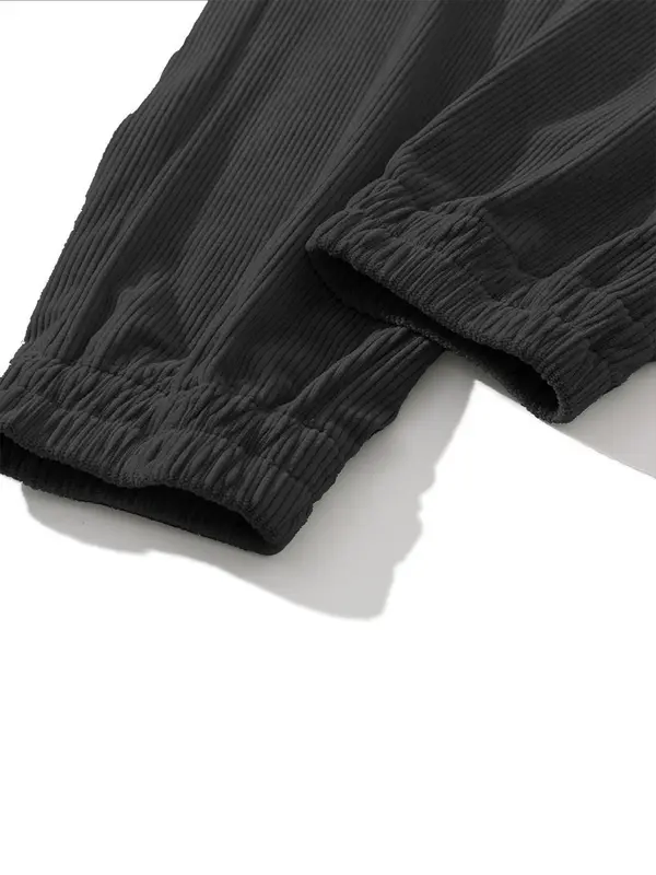 Men's Solid Pocket Drawstring Waist Corduroy Pants, Regular Fit Casual Street Fashion Trousers for Spring & Fall, Men's Bottoms for Daily Wear 8