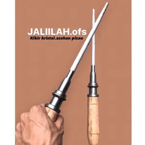Asahan Kristal Baja Asli Kayu 25cm - Alat Pengasah Pisau Knife Horning