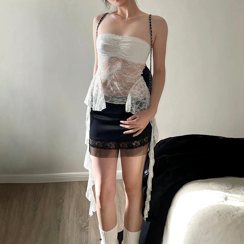 Product Introduction of Phụ nữ Cắt ren Ống áo Mùa hè Xù tua rua Xuyên suốt Băng đô Vest Áo sơ mi hở lưng cho Thời trang dạo phố Quần áo thẩm mỹ Top Women 37