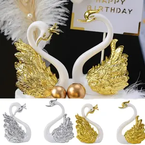 Sepasang Angsa Gold /Pajangan Sepasang Angsa/Dekorasi Angsa Emas/Interior Emas Dan Perak Pernikahan / Dekorasi Ruang Tamu