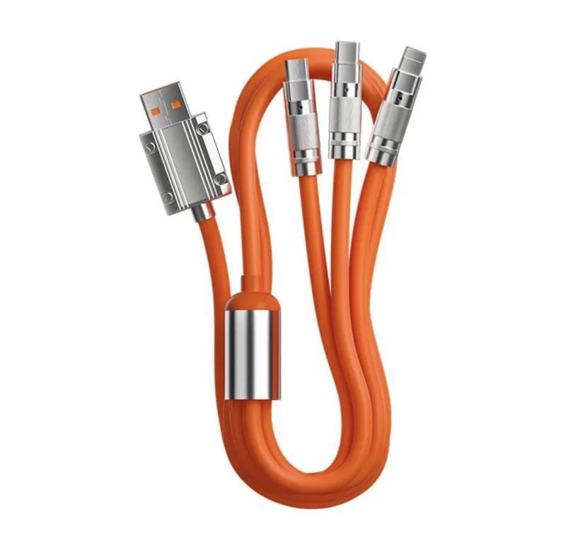 Dây Cáp Sạc Nhanh 120W 3 Đầu Sạc Bằng Hợp Kim Kẽm Và Silicon Dài 1m2 Chống Đứt, Chống Rối 9