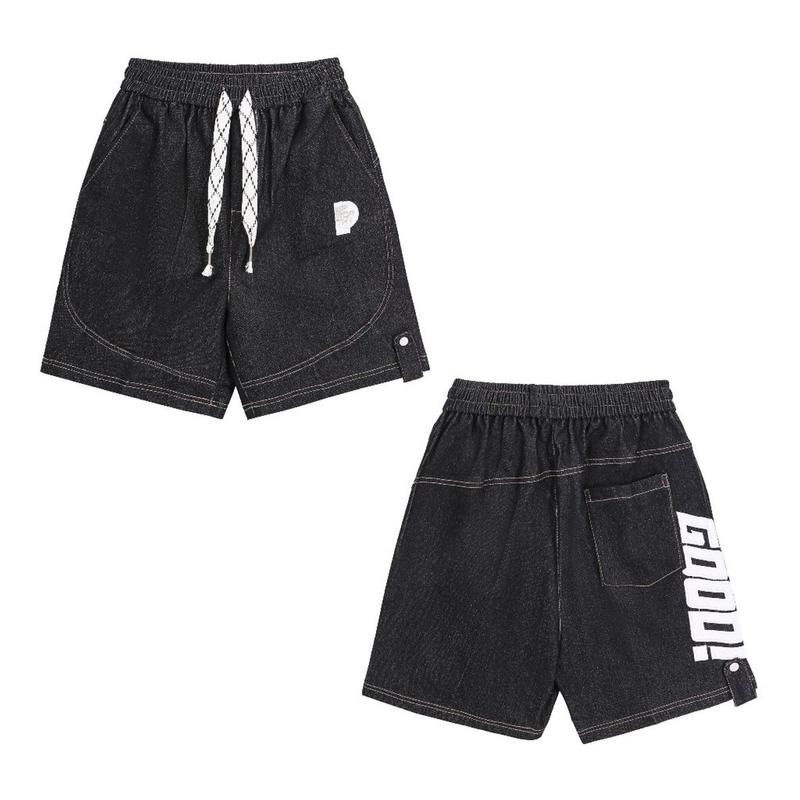 Quần Short Jean Nam Cạp Chun Form Trên Gối, Quần Đùi Jean Co Giãn Ống Suông Rộng Lưng Thun Dây Rút Trẻ Trung Năng Động