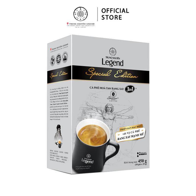 Cà phê sữa hoà tan rang xay 3in1 Legend Special Edition - Trung Nguyên Legend - Hộp 18 gói x 25gr Cafe - Mua 03 tặng 01 túi vải thời trang.