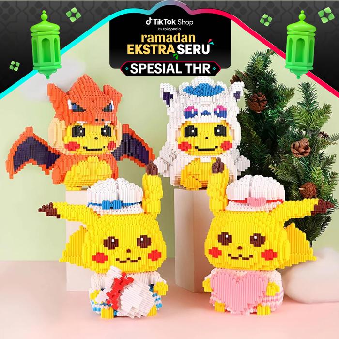 Promo Nano Blocks Pokemon Pikachu Bricks 3D Model, Mainan Blok Susun ...