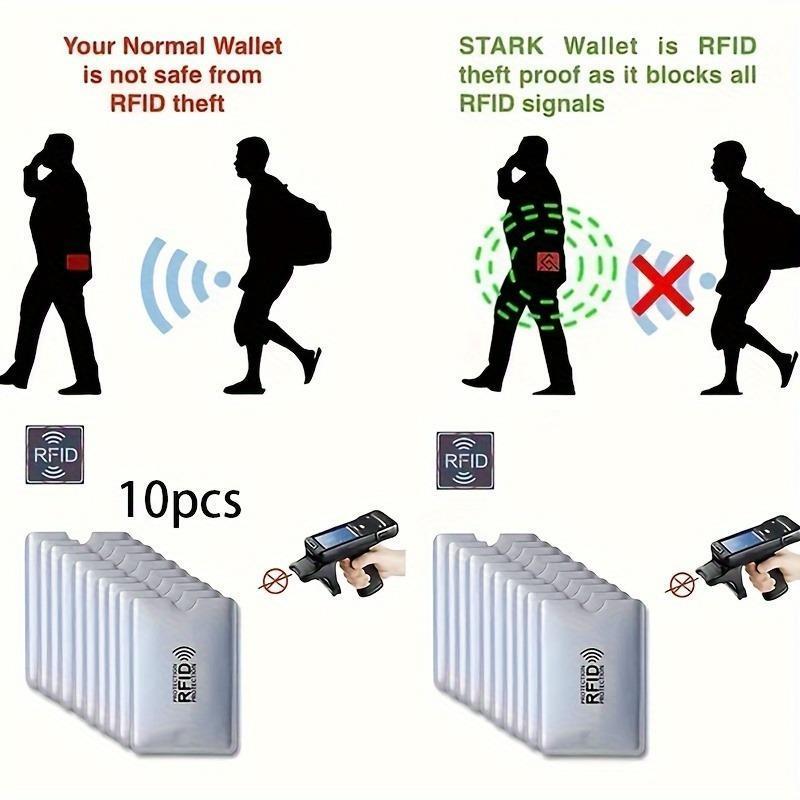 Product Introduction of RFID Card Protector, 10pcs/set Anti-slip Design Durable Aluminum NFC Blocking Cover for ID Card & Bank Card & Credit Card 3
