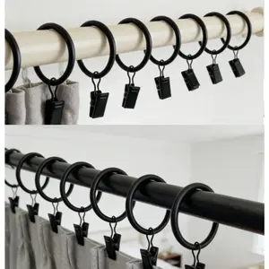12pcs/Set 32mm Clothes peg Shower curtain clips Klip Tirai,Curtain Rail Ring,Pengait Tirai,Rel Gorden Ring Dengan Klip Dan Pengait