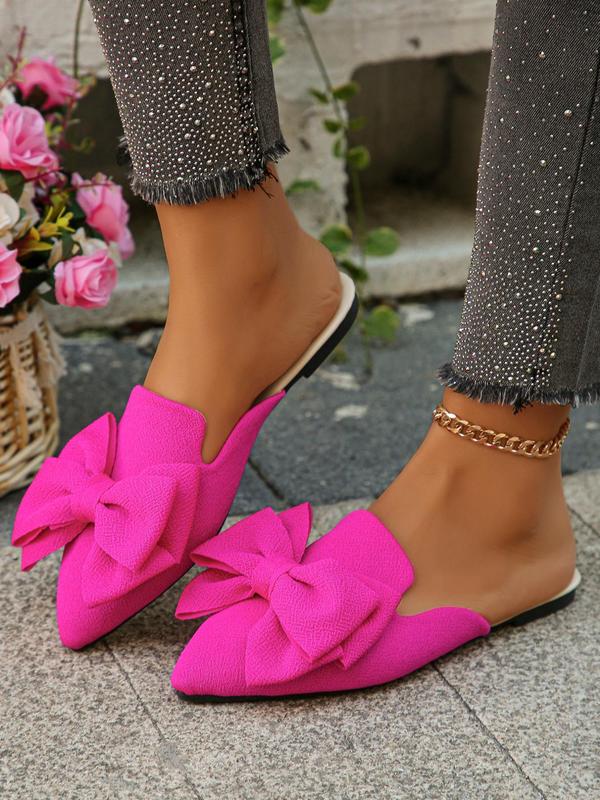Women's Elegant Plain Bowknot Design Slip on Flats, Casual Pu Soft Comfortable Flat Shoes, Fashionable Pointed Toe Shoes for Daily Wear 4