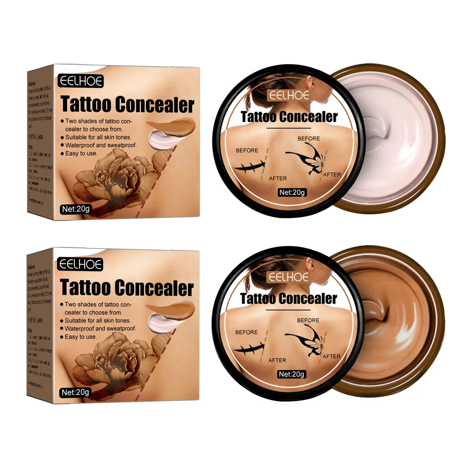 Foundation Tattoo Concealer Skin Makeup Leg Makeup 20g Birthmarks Dark Spots Scars Body Concealer Tattoo Cover Up Makeup Waterproof