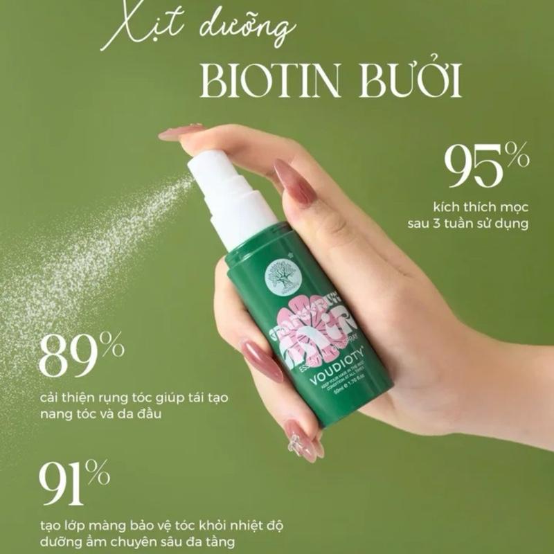 Xịt Dưỡng Biotin Bưởi Voudioty Oil Control Growth Hair Spray 50ml Hỗ Trợ Mọc Tóc Giảm Gãy Rụng