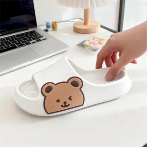 Sendal Anak Perempuan Putih Beruang Lucu Kartun Bear Empuk Anti Selip Nyaman 30-35 Flat Datar Dalam Luar Ruangan Kekinian Viral