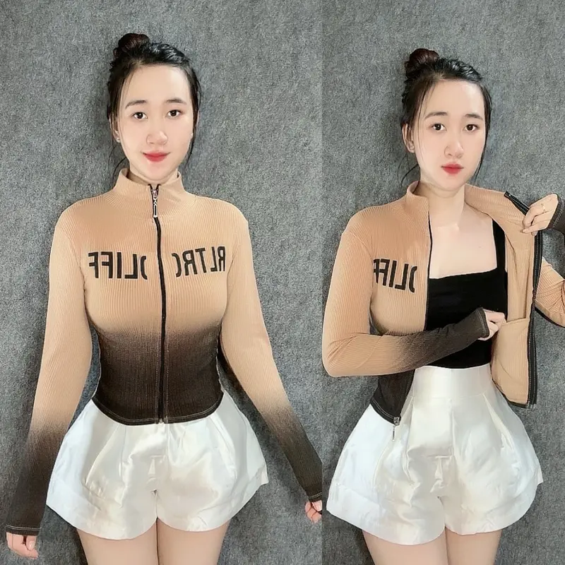 (40-68kg) ÁO KHOÁC LOANG MÀU (CÓ TÚI TRONG) MÃ RT-555, Dáng Ôm Gọn Thun Nữ  Women áo  khoác Top 1