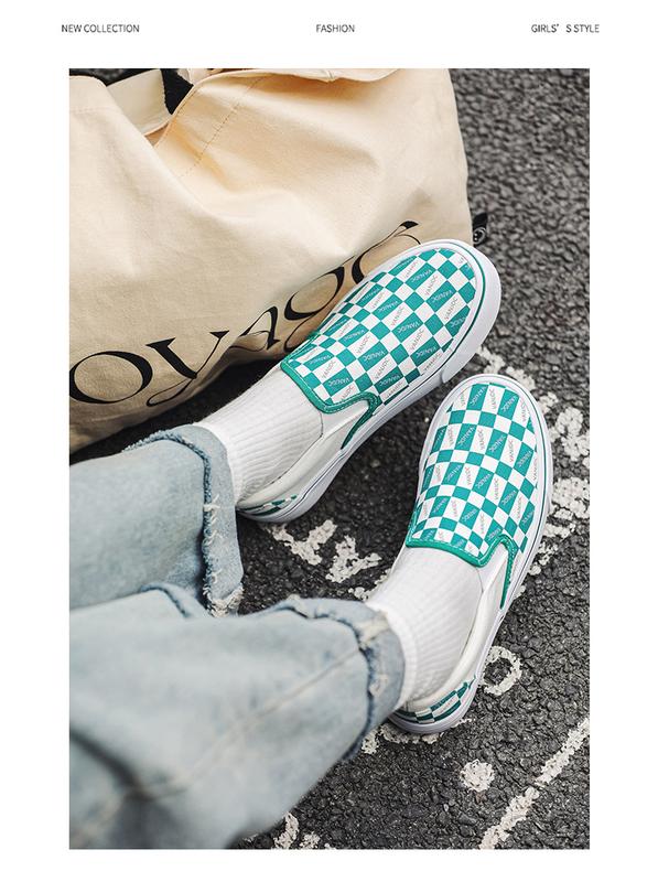 Product Introduction of Women's Plaid Canvas Shoes, Casual Flat Shoes, Low-top Non-slip Wear-resistant Canvas Shoes for Students and Couples 51