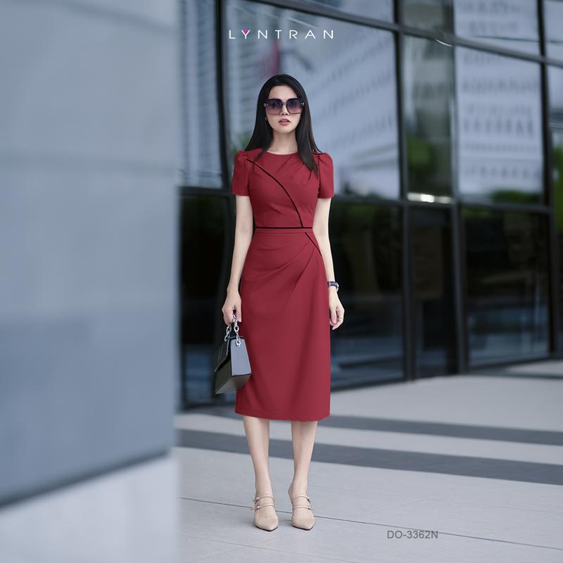 Đầm nữ dáng ôm xếp ly giấu bụng LYNTRAN DO-3362N Màu Đỏ, Nude, Xanh - Size S, M, L, XL Women Dress
