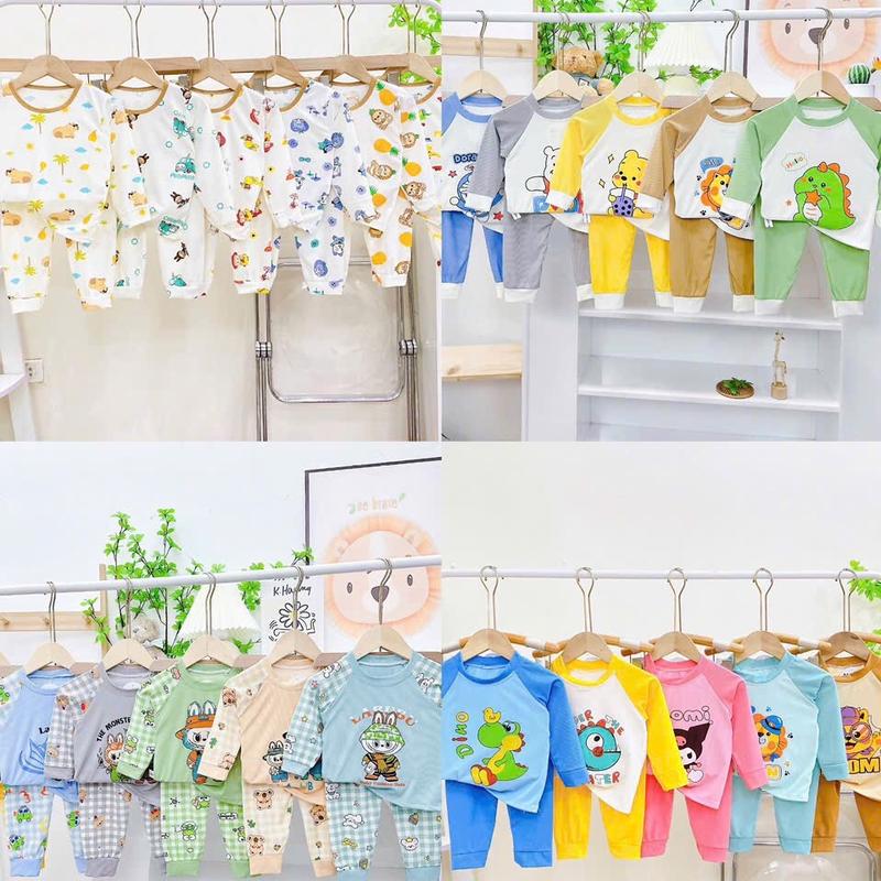 (06)COMBO 5 BỘ DÀI TAY DÀI CHÂN CHẤT LIỆU THUN TĂM PHỐI MÀU HÀNG ĐẸP CHO BÉ TRAI BÉ GÁI THU ĐÔNG (Hình in, màu sắc thay đổi liên tục) con ong đồ xốp sơ sinh bunny bososinh đồ bộ gân