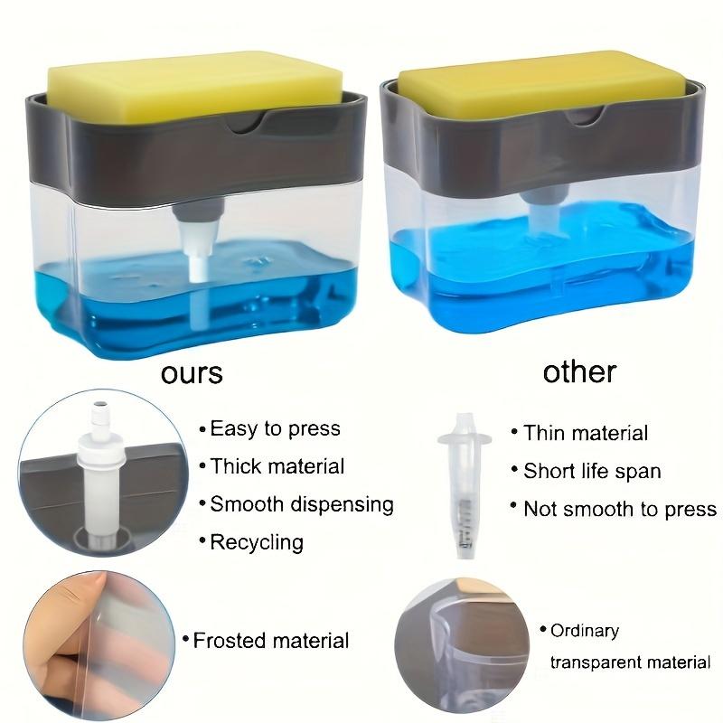 1pc Automatic Dish Soap Dispenser, Battery-Free, Manual Pump, Commercial Kitchen Dishwashing Station, Sponge Holder with Liquid Soap, Industrial Food Service Equipment 2