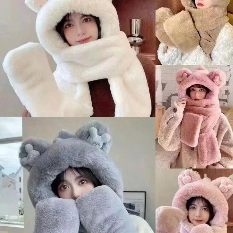 Mũ lông cừu kèm khăn gang tay nữ mẫu 1