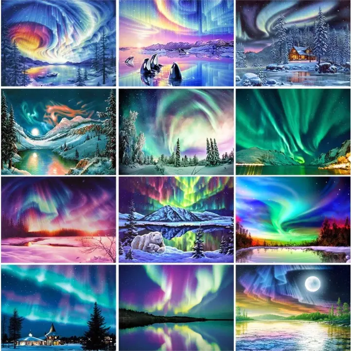 Top 1 Diamond Paint 3D Diamond Painting Set Full Drill 30*40CM Dream aurora sky