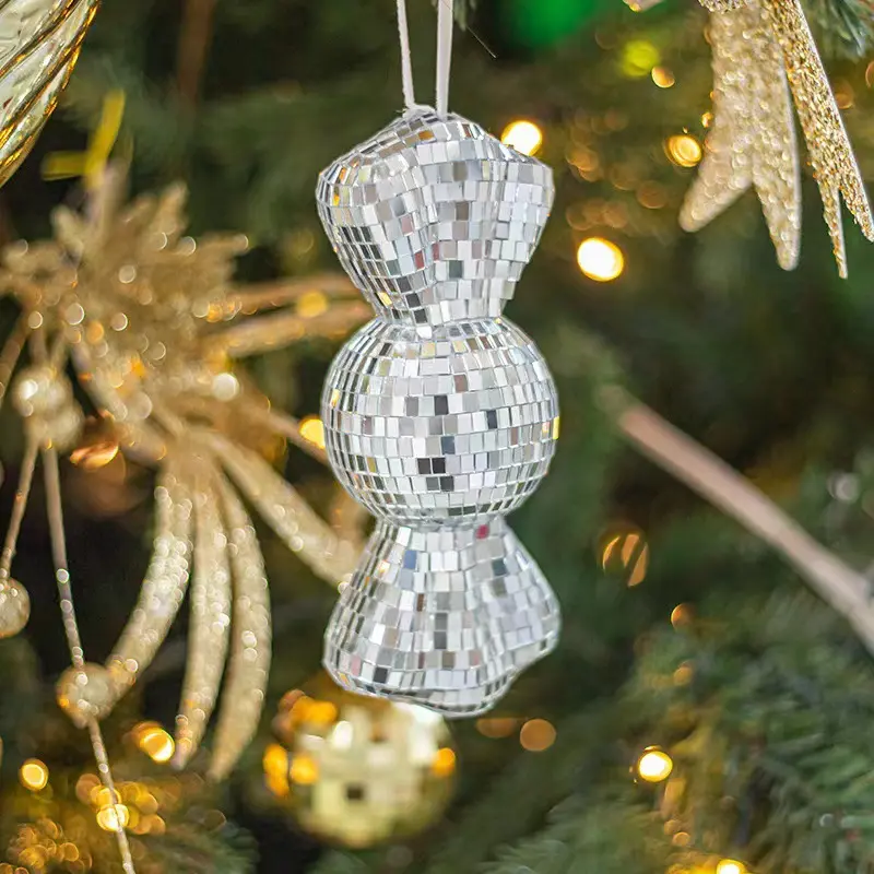 Christmas Mirror Reflective Ornaments Christmas Tree Hanging Decorations Christmas Candy Party Arrangement Stickers Glass Decorations