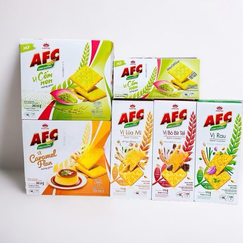 Bánh AFC Dinh Dưỡng Vị Rau/Lúa Mì/Cốm Non Hộp 109g-172g-300g( Mẫu Mới)