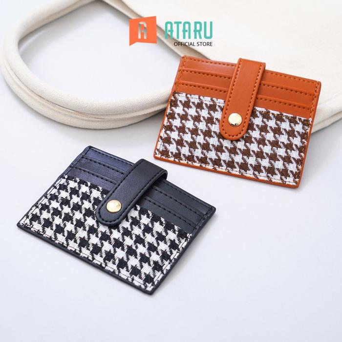 Gambar Ataru Dompet Kartu Houndstooth Pu - Cokelat Card Wallet Case Tempat Penyimpanan Id Card Atm Uang Cardholder dari Ataru_NEW Kota Surabaya Tokopedia