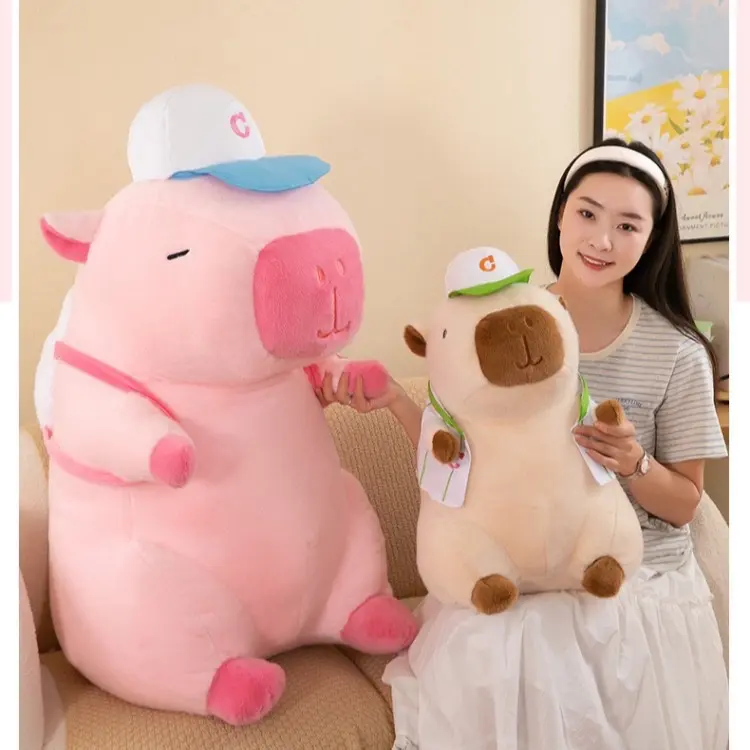 Gấu Bông Capybara Màu Hồng Dễ Thương Đeo Ba Lô nhập khẩu cao cấp ( tem hãng ) chuẩn hàng quảng châu Thú Bông Đồ Chơi Thú Nhồi Bông Toy Voi 3