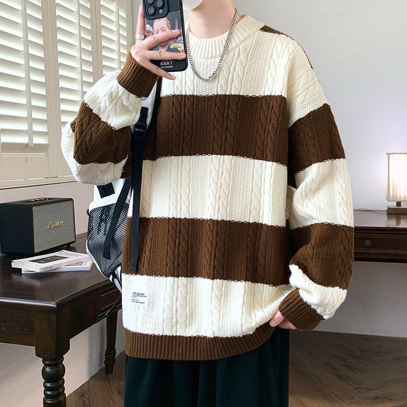 Áo Len Dệt Kim, Mềm Mại Và Mềm Mại, Chất Liệu Cashmere, Cổ Tròn, Thích Hợp Cho Mùa Đông, Thời Trang Trẻ Trung Mới, Dáng Rộng Vừa Vặn, Lý Tưởng Cho Học Sinh, Áo Len Giữ Nhiệt, Dành Cho Nam Giới 2