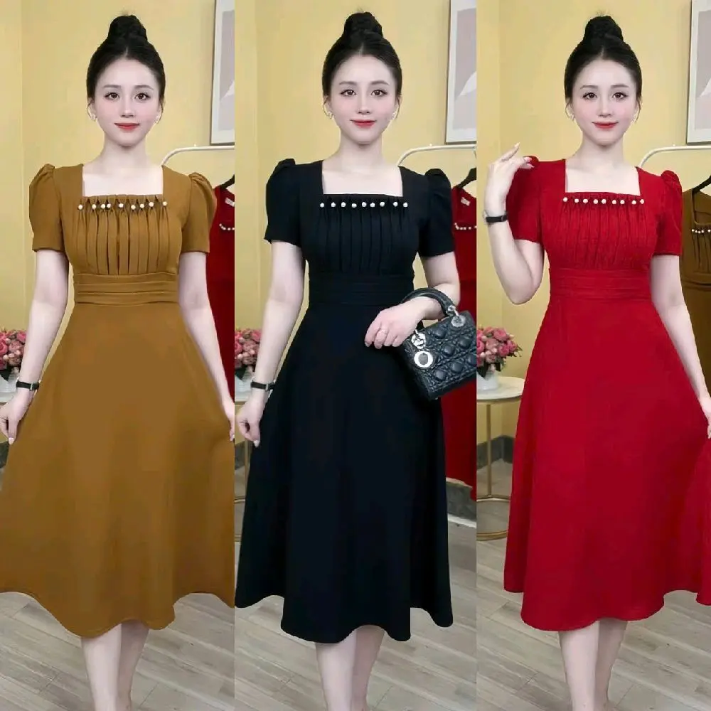 Có bigsize. váy xoè đi tiệc thiết kế đính hạt xếply ngực. điểm nhấn tôn dáng. form midi xoè thanh lich. kín đáo ( size 40-71kg.).