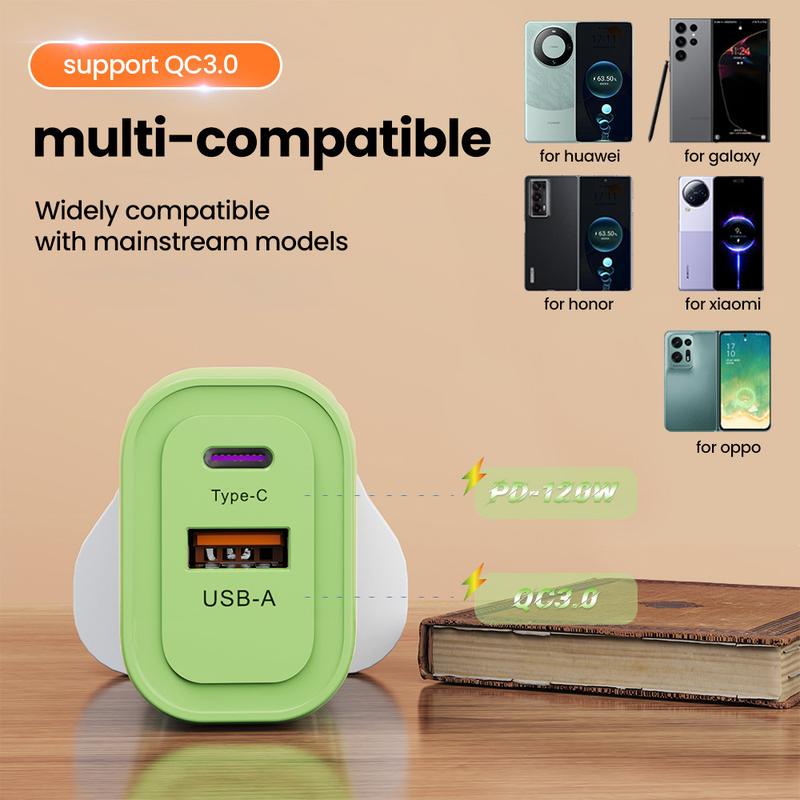 Product Introduction of Bộ sạc USB C, 120W, Sạc nhanh, Bộ sạc điện thoại Type C PD, Thích hợp cho tất cả điện thoại thông minh, QC3.0, Bộ sạc nhanh treo tường, Có phích cắm Anh, EU và Hoa Kỳ, Năm 2024, [Thanh Toán Khi Nhận Hàng] 8