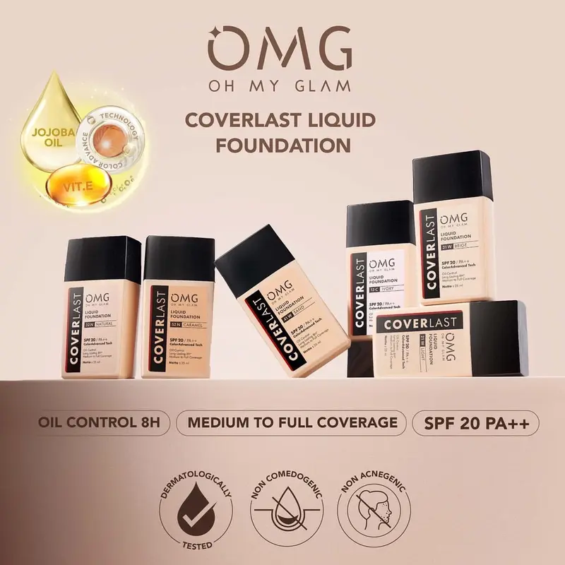 OMG Oh My Glam Coverlast Liquid Foundation SPF 20 25mL | OMG Foundation 4