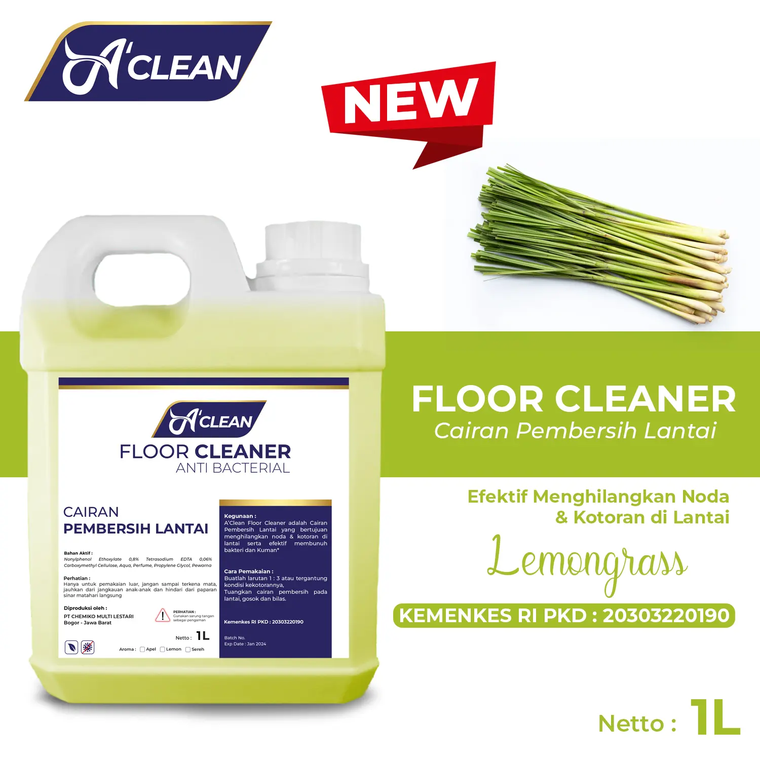Pembersih Lantai Antibacterial / FLOOR cleaner Amorens 1 Liter Clean closet sabun pel