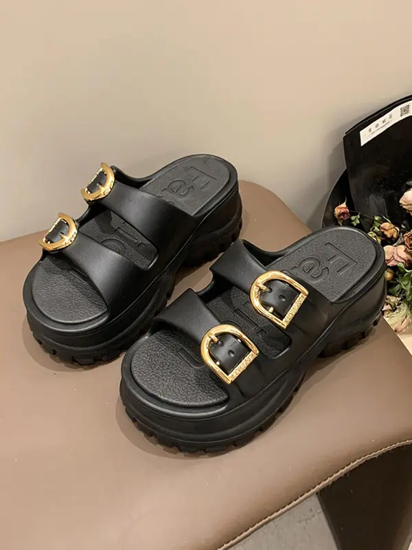 Women's Fashionable Plain Color Platform Sandals, Casual Comfortable Slide Sandals for Beach, Outdoor, Daily Wear, Walking Shoes 4