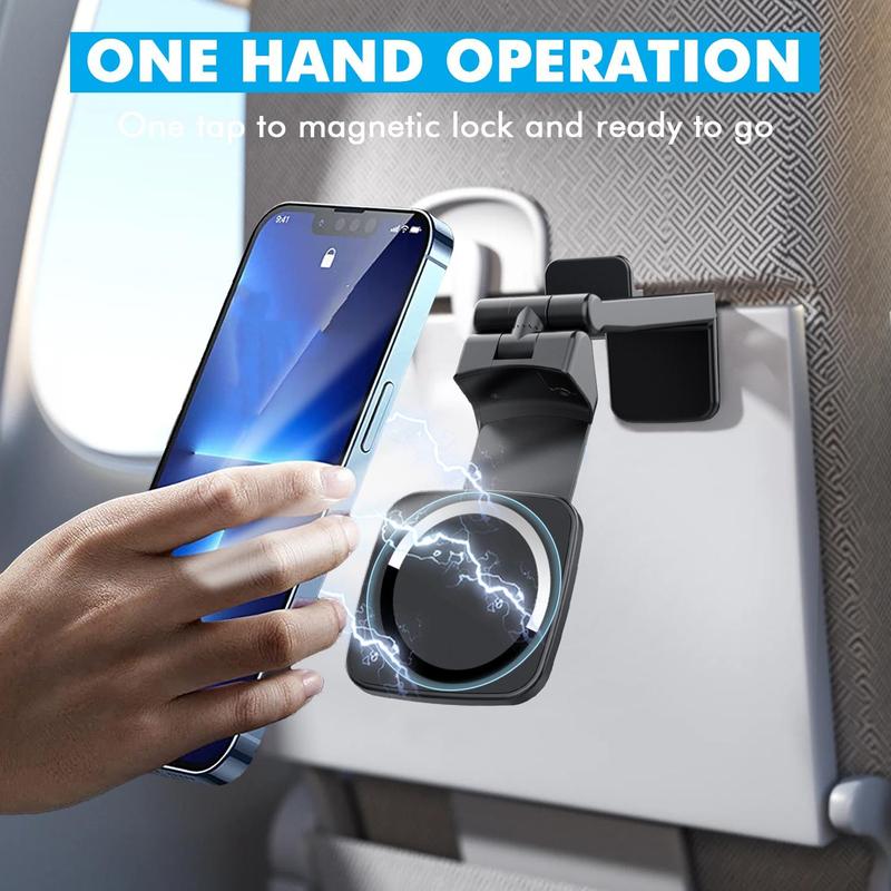 Product Introduction of Portable Travel Phone Holder, Magnetic Desktop Stand, Flexible Rotation Cellphone Mount, Train Seat Clamp Folding Rack 2