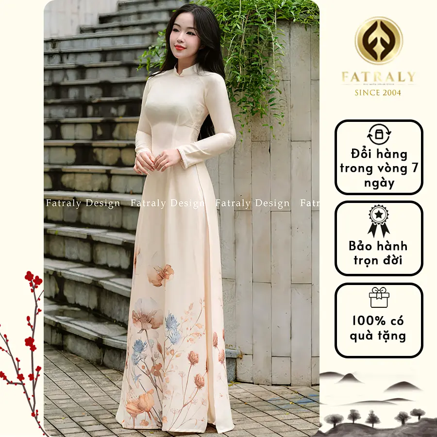 Fatraly - Áo dài nữ gấm tơ tầm thiết kế chuyên biệt
