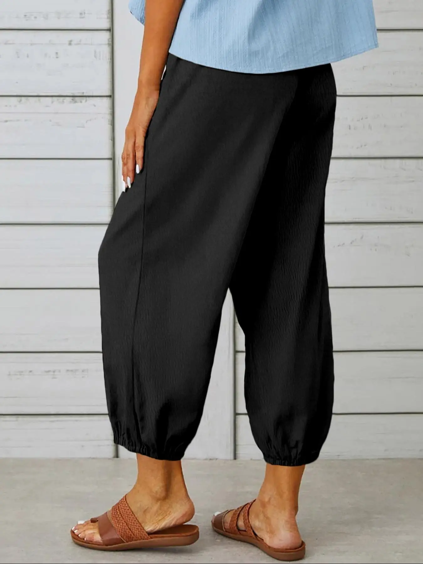 Women's Solid Color Button  Pants, Casual Comfy Trousers for Summer, Women's Bottoms for Daily Wear