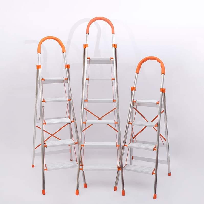 Thang nhôm ghế tay vịn chữ A bản to 3 4 5 6 7 Bậc cao từ 0.74M -1,72M gấp gọn, Khung inox 304 cực kỳ chắc chắn