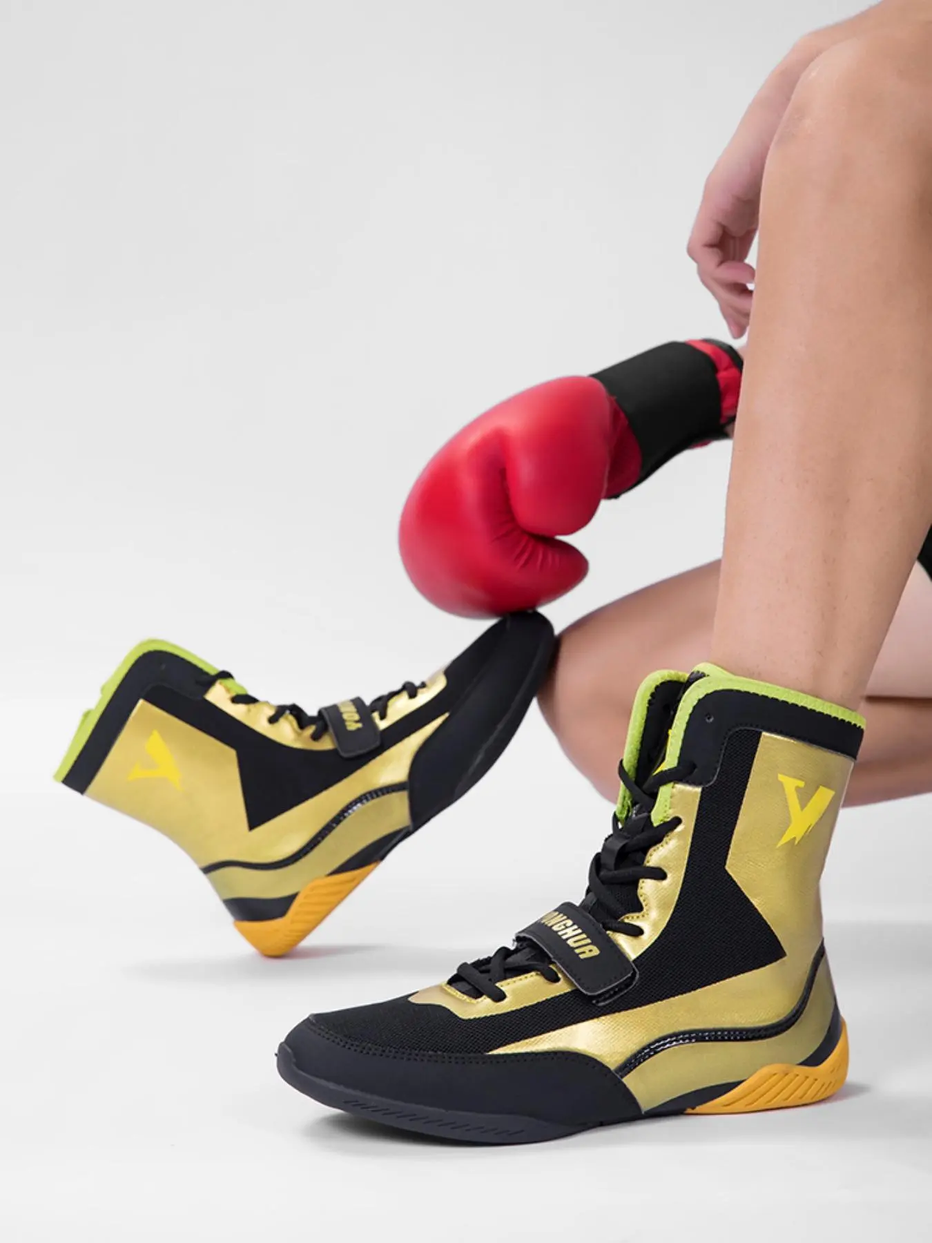 Men's Mesh Boxing Shoes, Professional Training Shoes, High Traction Wrestling Shoes for Men, Women, Lightweight Gym Shoes for Wrestling, Boxing, Weightlifting & Bodybuilding